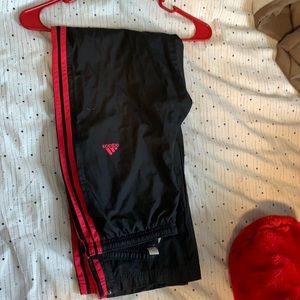 Adidas jogging pants with black netting inside size small women’s